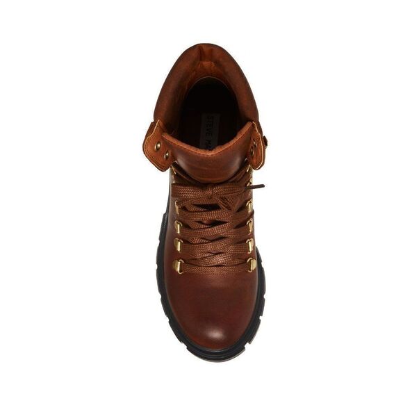 NEW IN BOX STEVE MADDEN GENUINE LEATHER HINT LACE UP HIKER BOOTS COGNAC COLOR - Picture 9 of 11